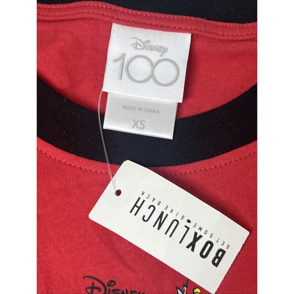 Disney Ringer T Shirt XS Red 100 Years of Music & Wonder Mickey's Band BoxLunch - Picture 4 of 8